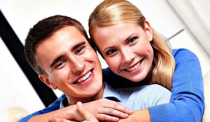 The man is happy with a woman