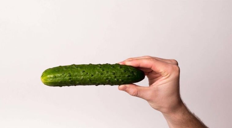 Cucumber represents an enlarged penis with soda